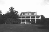 Lawn and house facing bay
