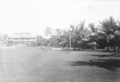 Looking west over lawn towards house