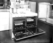 Interior of a stove.