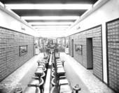 Interior of a Thom McAn shoe store.