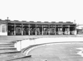 Train engine and car roundhouse.
