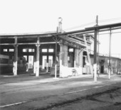 Train engine roundhouse.
