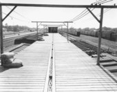 Train cars at ice company.