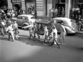 Boy Scouts marching band in the circus parade.