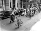 Boy Scouts in the circus parade.