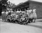 Class portrait outside Elizabeth Cobb Jr. High School in Tallahassee, Florida.