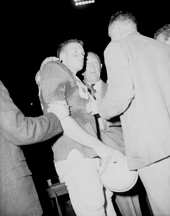 Miami Hurricanes football head coach Andy Gustafson speaking to a player during game with FSU in Tallahassee, Florida.
