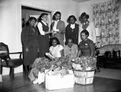 FAMU sorority members with food for the needy during Thanksgiving in Tallahassee, Florida.