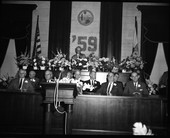 House Speaker Thomas Beasley speaking on opening day as former Speakers sit in front of dais in Tallahassee, Florida.