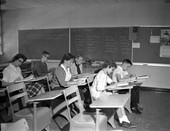 Augusta Raa Junior High School students studying for spelling bee in Tallahassee.