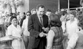 FSU's head football coach Bill Peterson met by fans in Tallahassee.