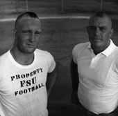 FSU football players Red Dawson, left, and Avery Sumner in Tallahassee.