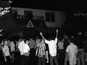 FSU students gathered outside the Sigma Kappa sorority house in Tallahassee.