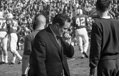 FSU head coach Bill Peterson on sideline during Gator Bowl game against PSU in Jacksonville.