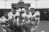Group portrait of FSU football players at Doak Sheridan Campbell Stadium in Tallahassee.