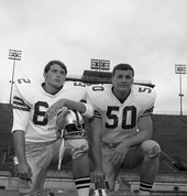 Portrait of FSU football players at Doak Sheridan Campbell Stadium in Tallahassee.