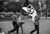 FSU students with peace flag at "love in" on Landis Green in Tallahassee.