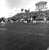FSU wide receiver #25 Fred Biletnikoff returning kickoff during game against the University of Oklahoma at the Gator Bowl in Jacksonville.