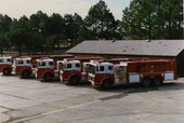 View showing TFD fire trucks.