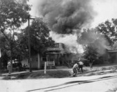 TFD firemen fighting fire at Pasco's Grocery in Tallahassee, Florida.
