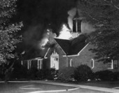 View of the fire at the Red Cross building on N. Gadsden St. in Tallahassee, Florida.