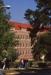 Partial view of Jennie Murphree Hall on the campus of Florida State University in Tallahassee, Florida.