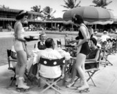 Roller skating waitresses at Roney Plaza - Miami Beach, Florida.