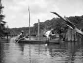 Howe Sadler and guide Charlie Jones fishing for bass at Dead Lakes near Wewahitchka.
