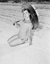 Shirley Deas modeling Jantzen bathing suit at Daytona Beach.