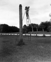 Bill Harmon sets the camera up to shoot woodpeckers