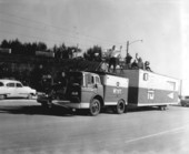 Crew with television cameras on the top of trucks - Key West, Florida.