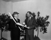 Governor Warren with Red Rolfe, Manager of the Detroit Tigers - Tampa, Florida