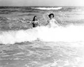 Lynn and Laura Sharpe in the ocean - Saint George Island, Florida .