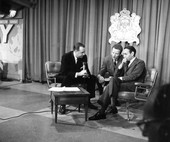 Hugh Downs interviews King Hassan II of Morocco at the Florida showcase .,