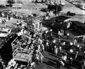 Viewers around the bleachers at the Patrick Air Force base - Cocoa Beach, Florida.