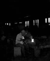 Unidentified employee welding at Jacksonville Shipyards - Jacksonville, Florida