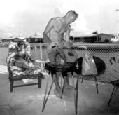 Couple outside with their grill - Cocoa Beach, Florida
