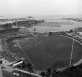 Aerial view of spring training at Al Lang Field - Saint Petersburg, Florida.