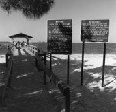 Sign about the fishing pier - Sanibel Island, Florida