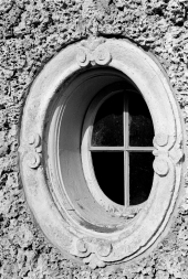 Close-up view of a window at the Villa Vizcaya mansion in Miami, Florida.