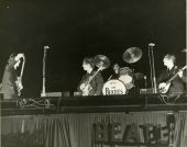 Beatles on stage at the Gator Bowl in Jacksonville.