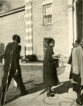 Aquilina Casanas Howell in front of Lincoln High School in Tallahassee.