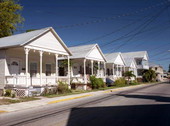 Row of Key West "Shotgun" style conch houses on Truman Avenue..