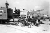 View showing the filming of the movie "The Final Countdown" at the Naval Air Station - Key West, Florida.
