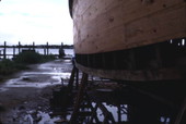 Close-up view of the shrimp boat "Miss Joann" shown during its construction by the Herrin brothers - Mayport, Florida.