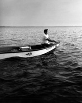 Columbus White, commercial fisherman on his boat - Alachua County, Florida