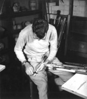 Hale Smith making atlatl .