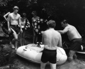 Visitors and their floats enter the spring - Columbia County, Florida
