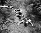 Visitors on floats at the spring - Columbia County, Florida