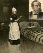 A nurse of the Red Cross Society at work.